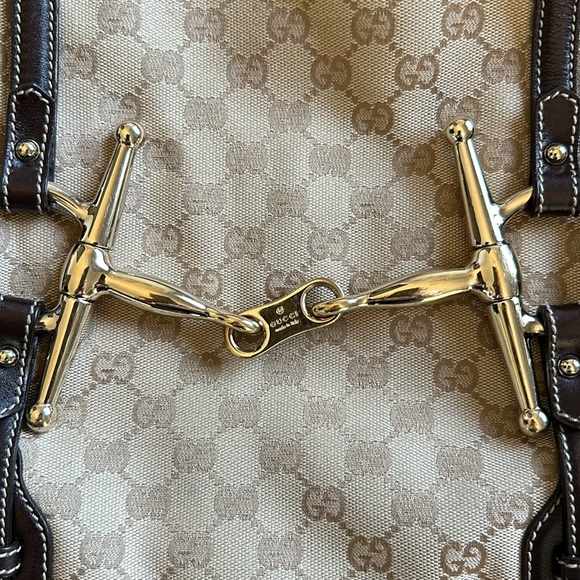 Authentic Gucci 85th Anniversary Signature Logo Canvas Leather Shoulder Bag - Picture 3 of 9